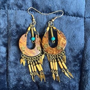 Bohemian Brown and Gold Dangle Earrings